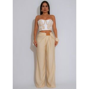 Elegant Cream Wide-Leg Pants